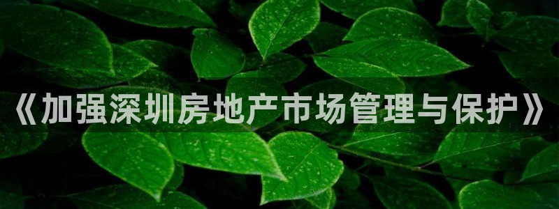 新宝5注册：《加强深圳房地产市场管理与保护》
