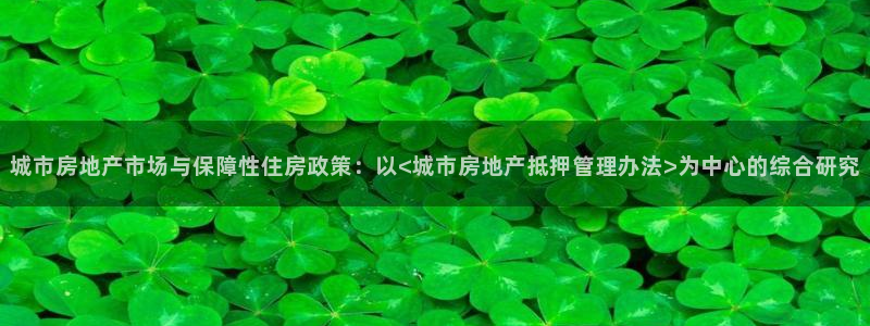 新宝5可靠吗：城市房地产市场与保障性住房政策：以<城市房地产